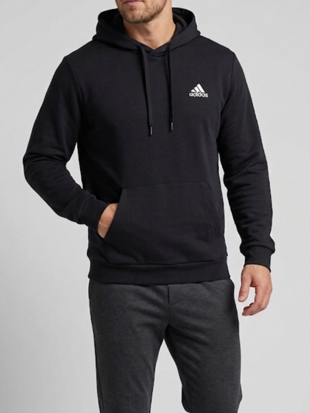 NWT adidas Black Pullover Hoodie with White Logo